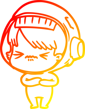 Bir insan tarafından çizilmiş kızgın bir uzay kızının sıcak çizgi çizimi