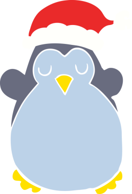 Bir insan tarafından çizilmiş şirin bir Noel pengueni.