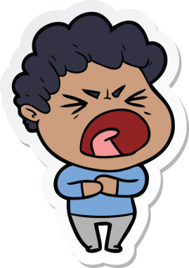 Bir insan tarafından çizilmiş öfkeli bir adamın karikatür çıkartması.