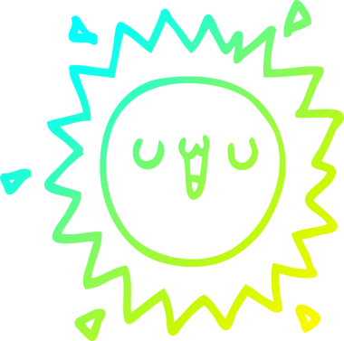 Bir insan tarafından çizilmiş bir karikatür güneş çizimi.