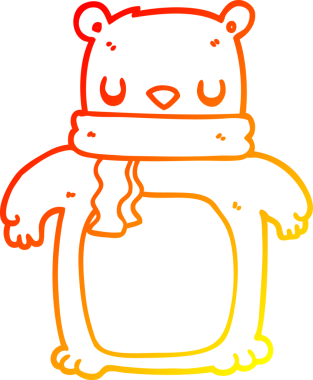 Bir insan tarafından çizilmiş eşarplı çizgi film ayısının sıcak çizgi çizimi