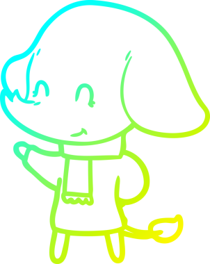 Bir insan tarafından çizilmiş şirin bir filin soğuk gradyan çizgisi