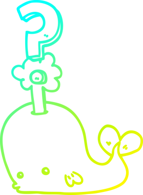 Bir insan tarafından çizilmiş soğuk eğimli bir balina çizgi çizimi