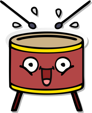 Bir insan tarafından çizilmiş şirin bir davulun sıkıntılı çıkartması.