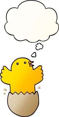 Düşünce baloncuğu olan, insan tarafından çizilmiş karikatür kuluçkaya yatmış kuş.