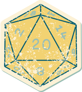 Retro Dövme Biçimi Doğal 20 D20 zar bir insan tarafından çizildi