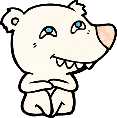 Karikatür kutup ayısı bir insan tarafından çizilmiş dişleri gösteriyor