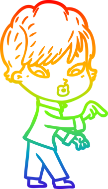 gökkuşağı gradyan çizimi bir insan tarafından çizilmiş bir karikatür kadın