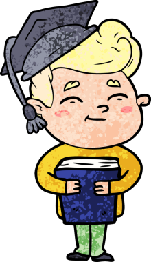 Bir insan tarafından çizilmiş mutlu çizgi film öğrencisi.