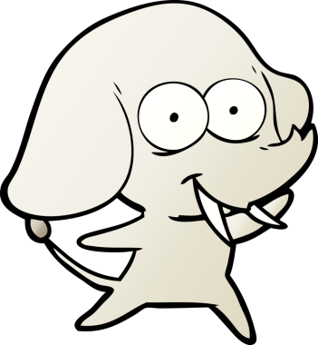 Bir insan tarafından çizilmiş mutlu bir fil.