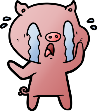 Bir insan tarafından çizilmiş ağlayan domuz çizgi filmi.