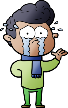 Bir insan tarafından çizilmiş ağlayan bir karikatür.