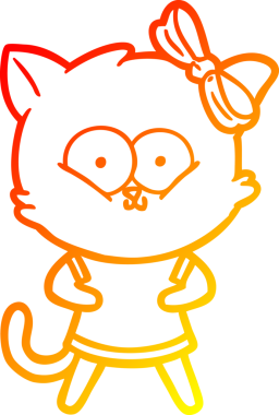 Bir insan tarafından çizilmiş çizgi film kedisinin sıcak çizgi çizimi