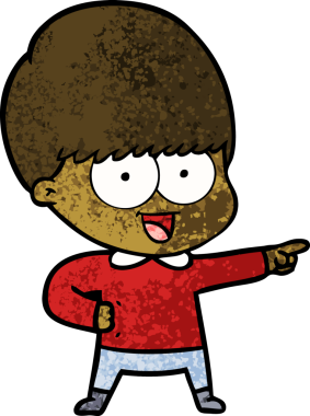 Bir insan tarafından çizilmiş mutlu çizgi film çocuğu.