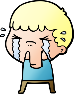 Bir insan tarafından çizilmiş ağlayan çizgi film adamı.