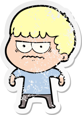 Bir insan tarafından çizilmiş sıkıntılı bir karikatür çıkartması.