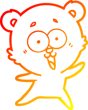 Bir insan tarafından çizilmiş gülen oyuncak ayının sıcak çizgi çizimi.