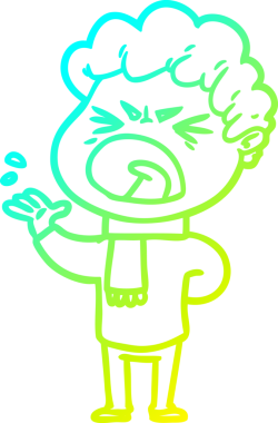 Bir insan tarafından çizilmiş öfkeli bir çizgi film karakteri.