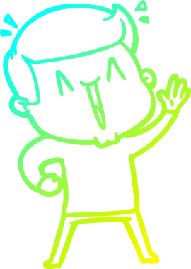 Bir insan tarafından çizilmiş mutlu bir adamın soğuk çizgi çizimi.