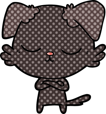 Bir insan tarafından çizilmiş şirin bir çizgi film köpeği.