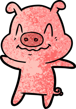 Bir insan tarafından çizilmiş sinirli çizgi film domuzu.