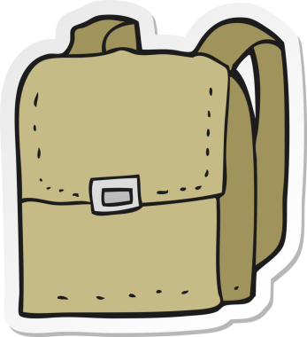 Bir insan tarafından çizilmiş bir karikatür çantasının etiketi.