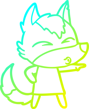 Bir insan tarafından çizilmiş ve ıslık çalan bir kurt kızın soğuk gradyan çizimi