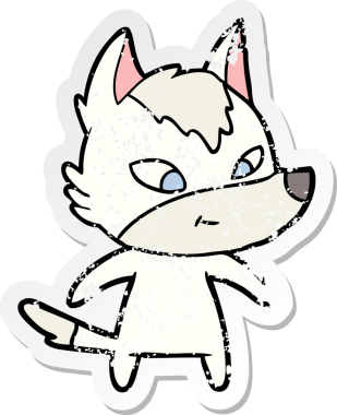 Bir insan tarafından çizilmiş dost canlısı bir kurdun sıkıntılı çıkartması.