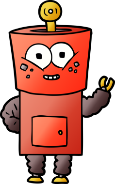 Bir insan tarafından çizilmiş mutlu robot el sallaması.