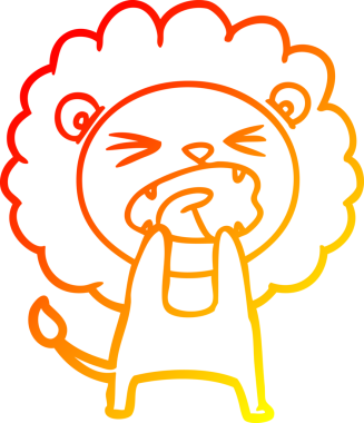 Bir insan tarafından çizilmiş kızgın bir aslanın sıcak çizgi çizimi.