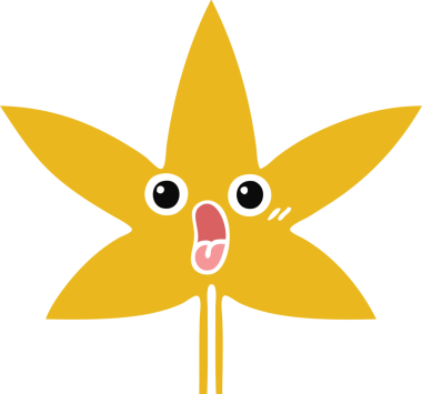 Bir insan tarafından çizilen sonbahar yaprağının düz renk retro karikatürü