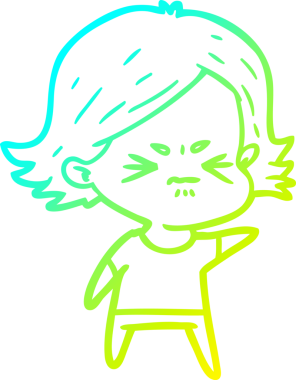 Bir insan tarafından çizilmiş kızgın bir kızın soğuk çizgi çizimi.