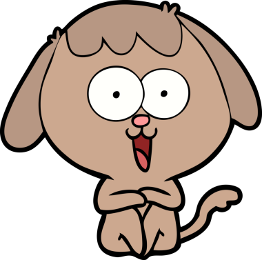 Bir insan tarafından çizilmiş şirin bir çizgi film köpeği.