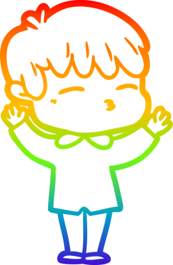 Gökkuşağı gradyanı çizimi Bir insan tarafından çizilmiş meraklı bir çocuk