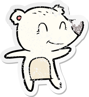 Bir insan tarafından çizilmiş gülümseyen kutup ayısı karikatürü.