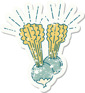 Bir insanın çizdiği yapraklı pancar dövmesi stili eski bir etiket.