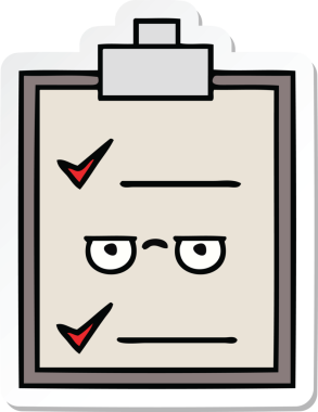 Bir insan tarafından çizilmiş şirin bir karikatür kontrol listesinin etiketi