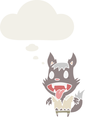 insan tarafından çizilmiş düşünce baloncuğu olan bir kurtadam.