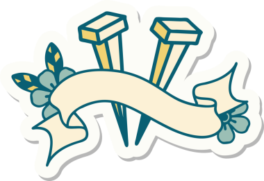 Bir insan tarafından çizilmiş demir çivi amblemli dövme stili.