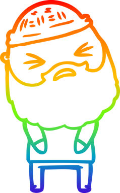 Bir insan tarafından çizilmiş sakallı bir karikatür çizimi.