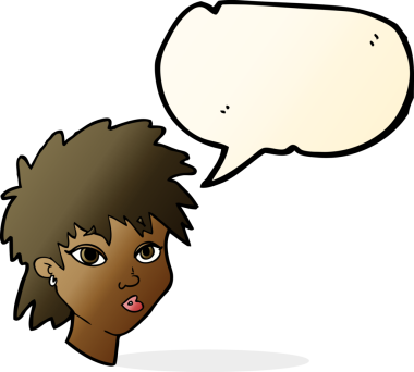 Bir insan tarafından çizilmiş konuşma balonu olan meraklı bir kız.