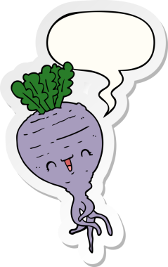 Bir insan tarafından çizilmiş konuşma kabarcığı etiketli şalgam.