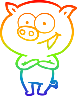 Bir insan tarafından çizilmiş neşeli bir domuz çizgi filminin gradyan çizimi.