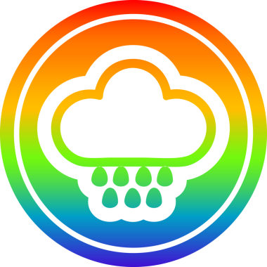 Gökkuşağı gradyan bir insan tarafından çizilmiş yağmur bulutu dairesel simgesi