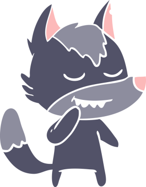 Bir insan tarafından çizilmiş düz renkli çizgi film kurdu.