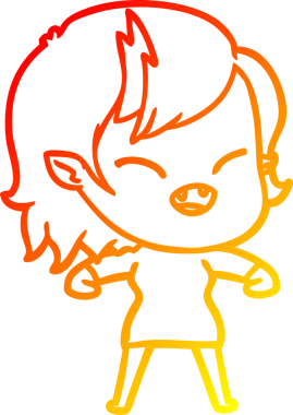 Bir insan tarafından çizilmiş gülen vampir kız çizgi filmi.