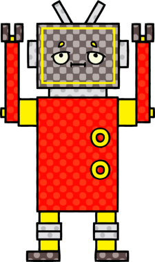 bir insan tarafından çizilmiş bir robotun çizgi roman tarzı