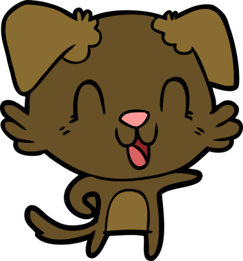 Bir insan tarafından çizilmiş gülen çizgi film köpeği.