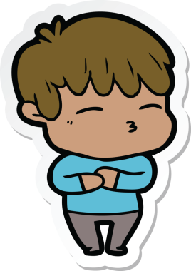 Bir insan tarafından çizilmiş meraklı bir çocuğun çıkartması.