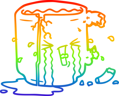 Bir insan tarafından çizilmiş kırık bir kupanın çizgi çizimi.